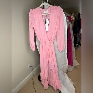 Wayf Meryl Maxi Wrap Dress Dusty Pink